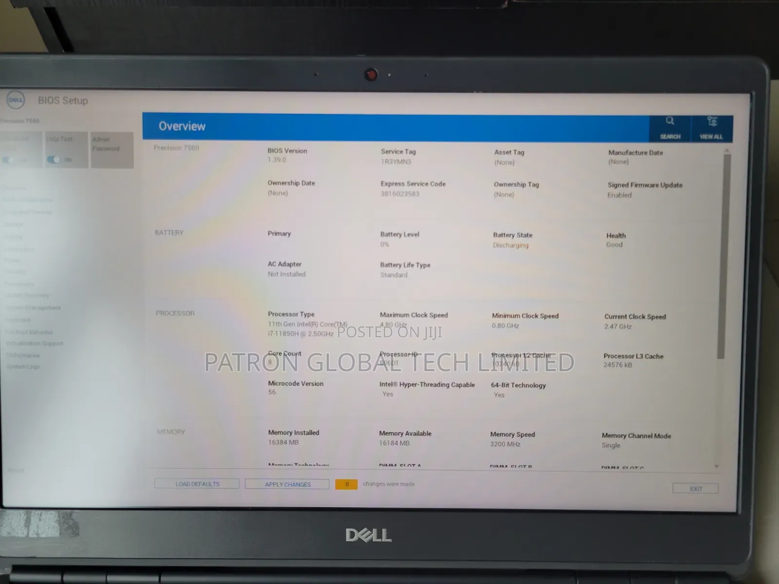 Laptop Dell Precision 7560 32GB Intel Core i7 SSD 512GB