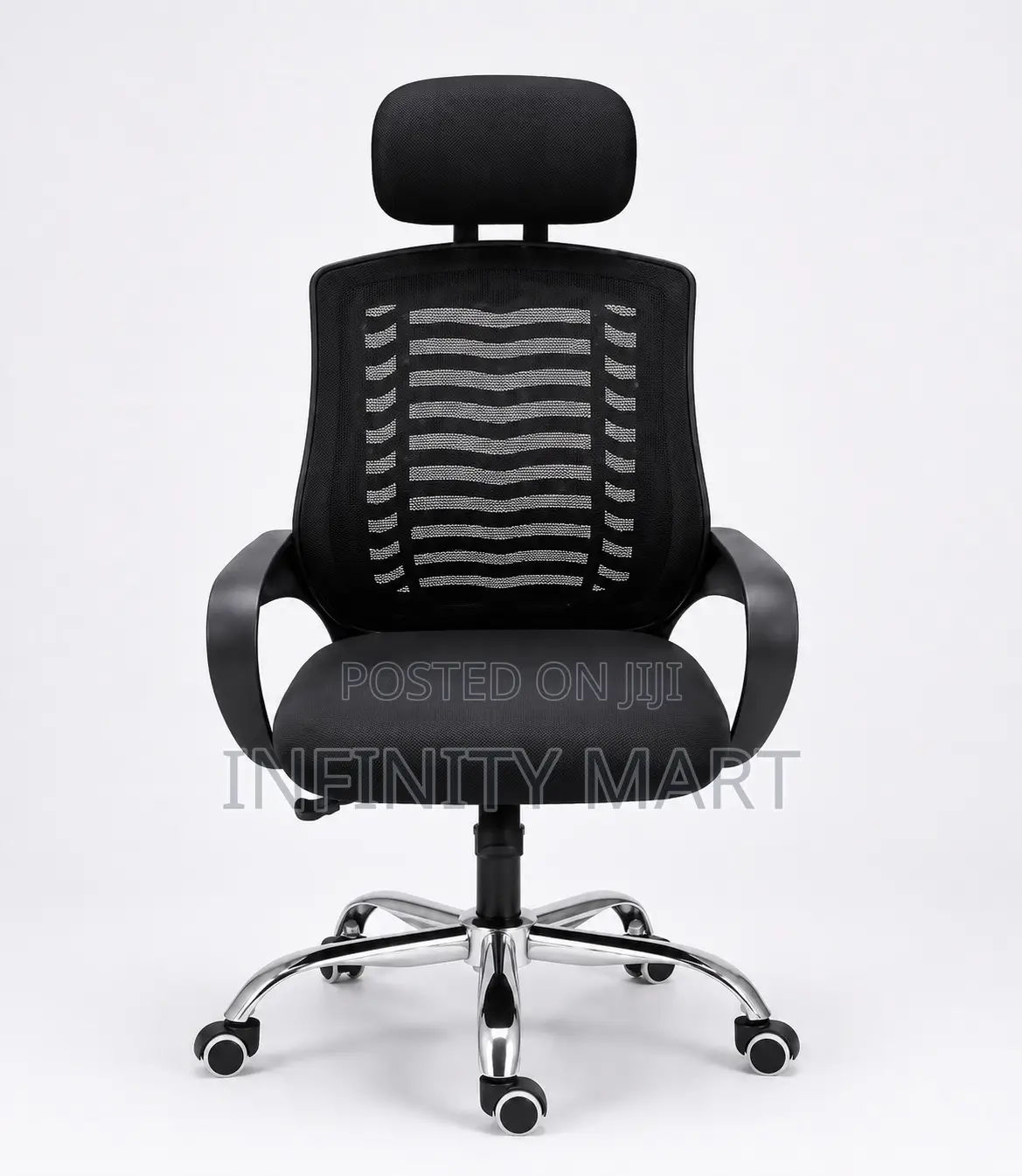 High Back Mesh Office Chair With Headrest and Chrome Base.