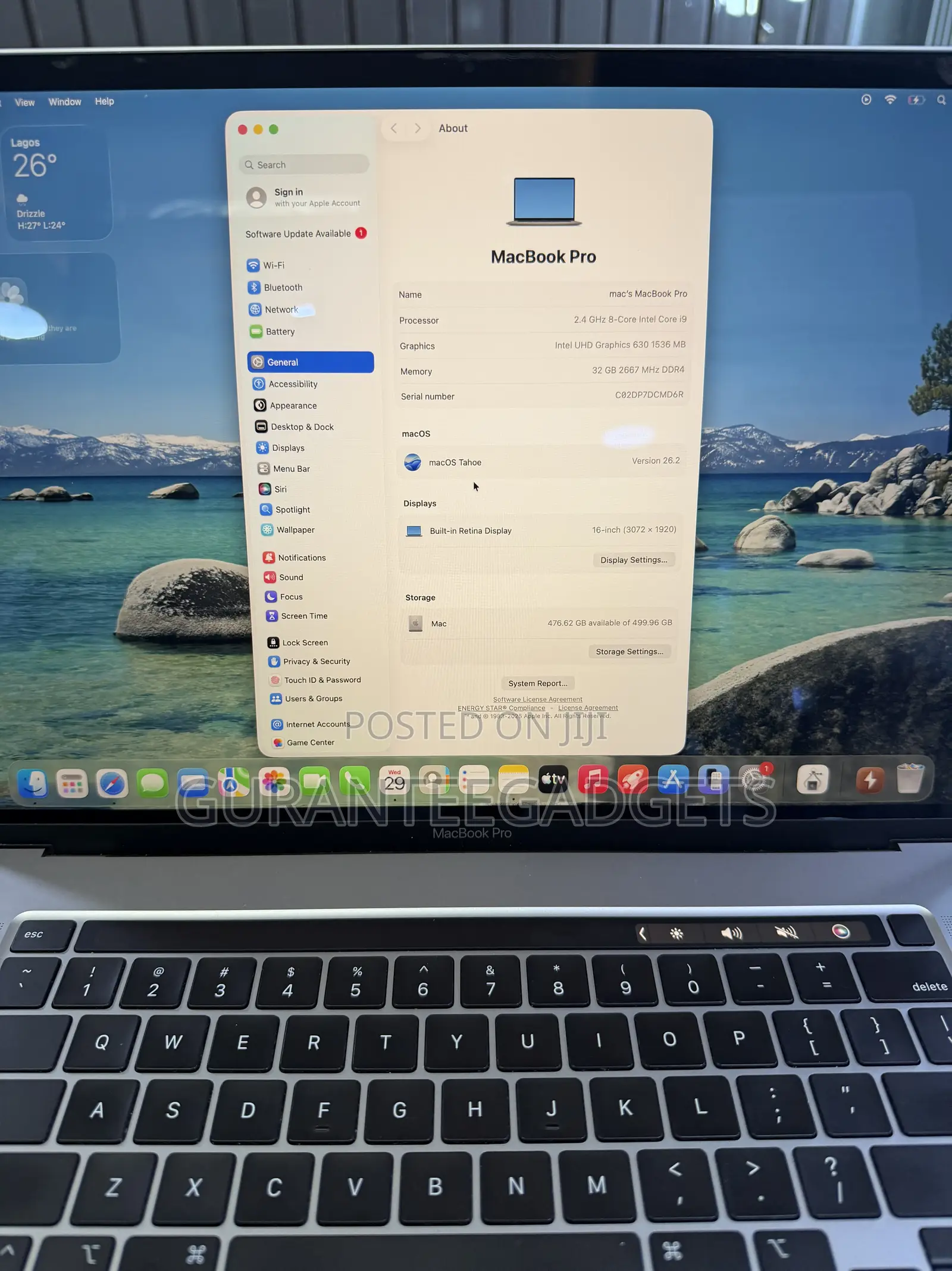 Laptop Apple MacBook Pro 2019 32GB Intel Core i9 SSD 512GB