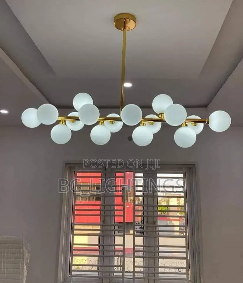 Modern White Glass Ball Black Gold Chandelier Simple Light
