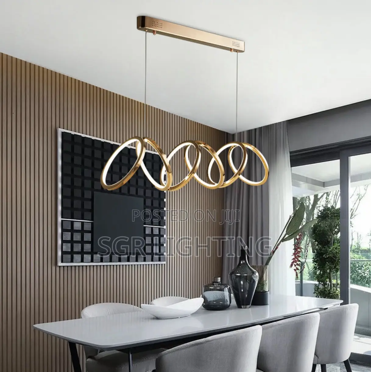 Modern Gold Twisted Ring LED Dining Room Chandeliers