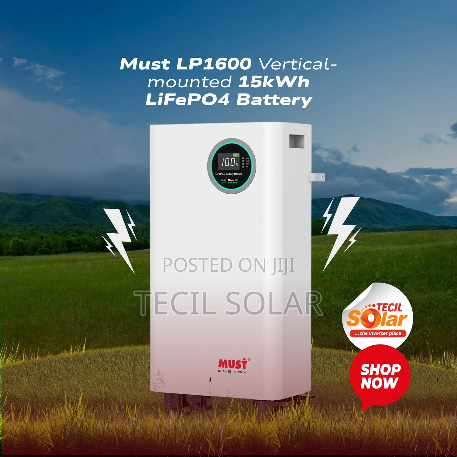 Must LP1600 Vertical-Mounted 15kWh LiFePO4 Battery