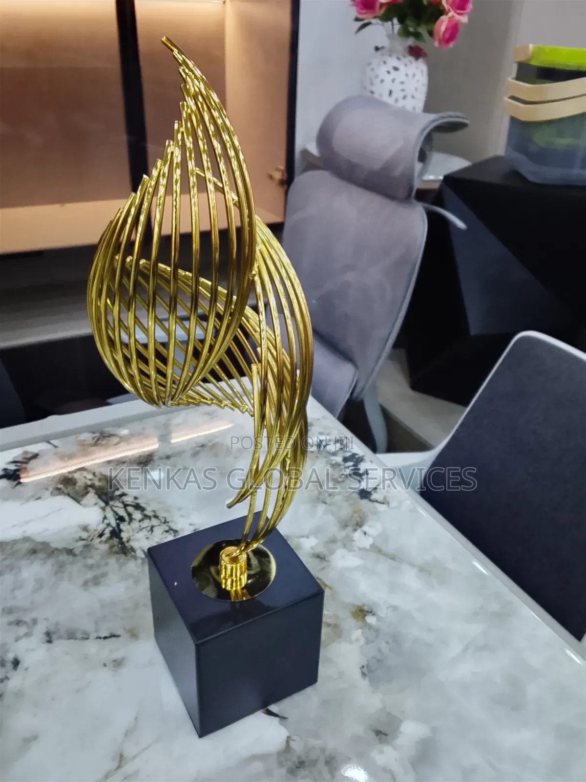Modern Gold Abstract Sculpture