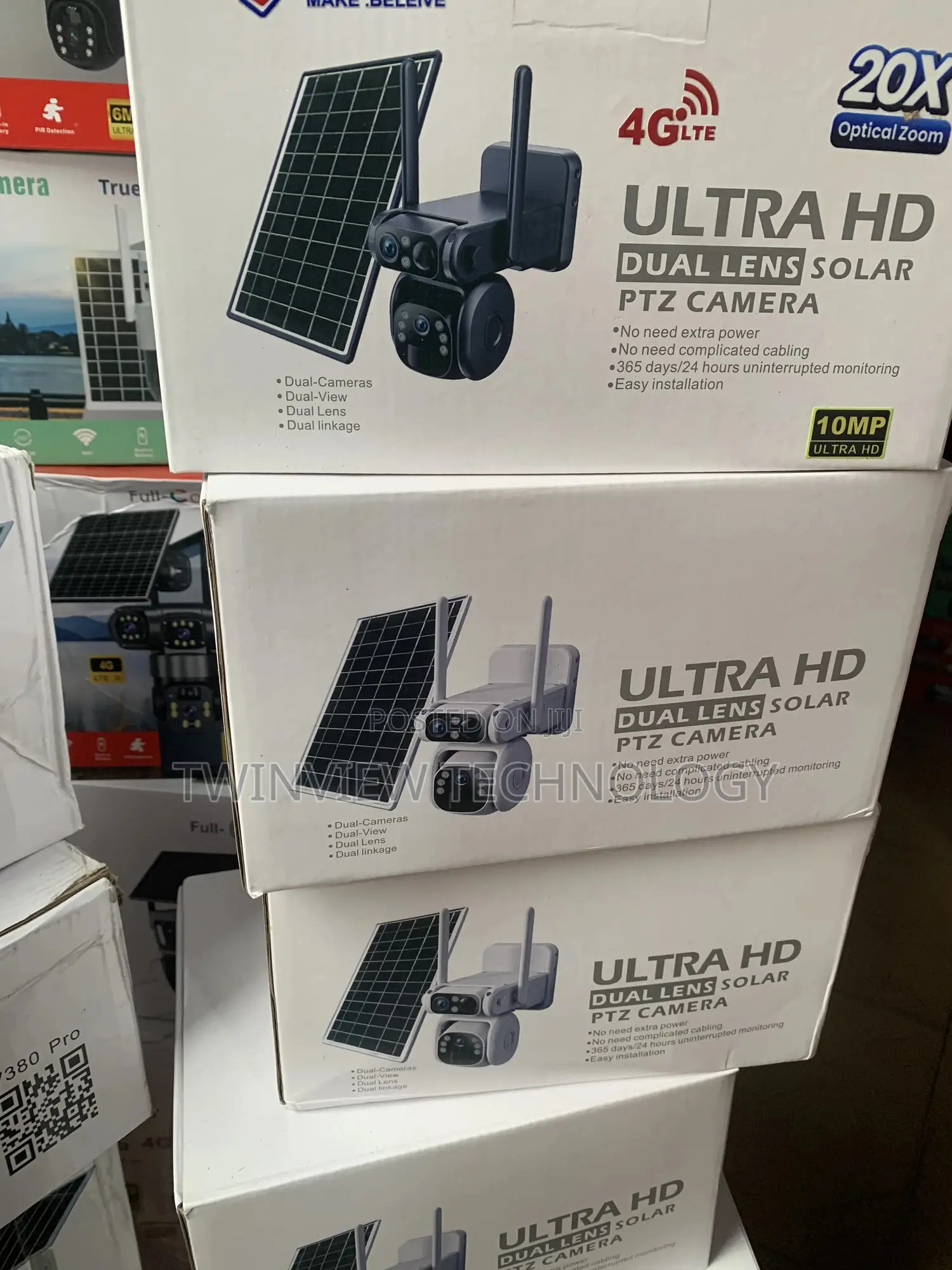 (10mp)Ubox 20x Optical Zoom Dual Lens Solar PTZ Camera