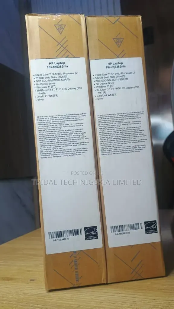 New Laptop HP 15s 8GB Intel Core i3 SSD 512GB