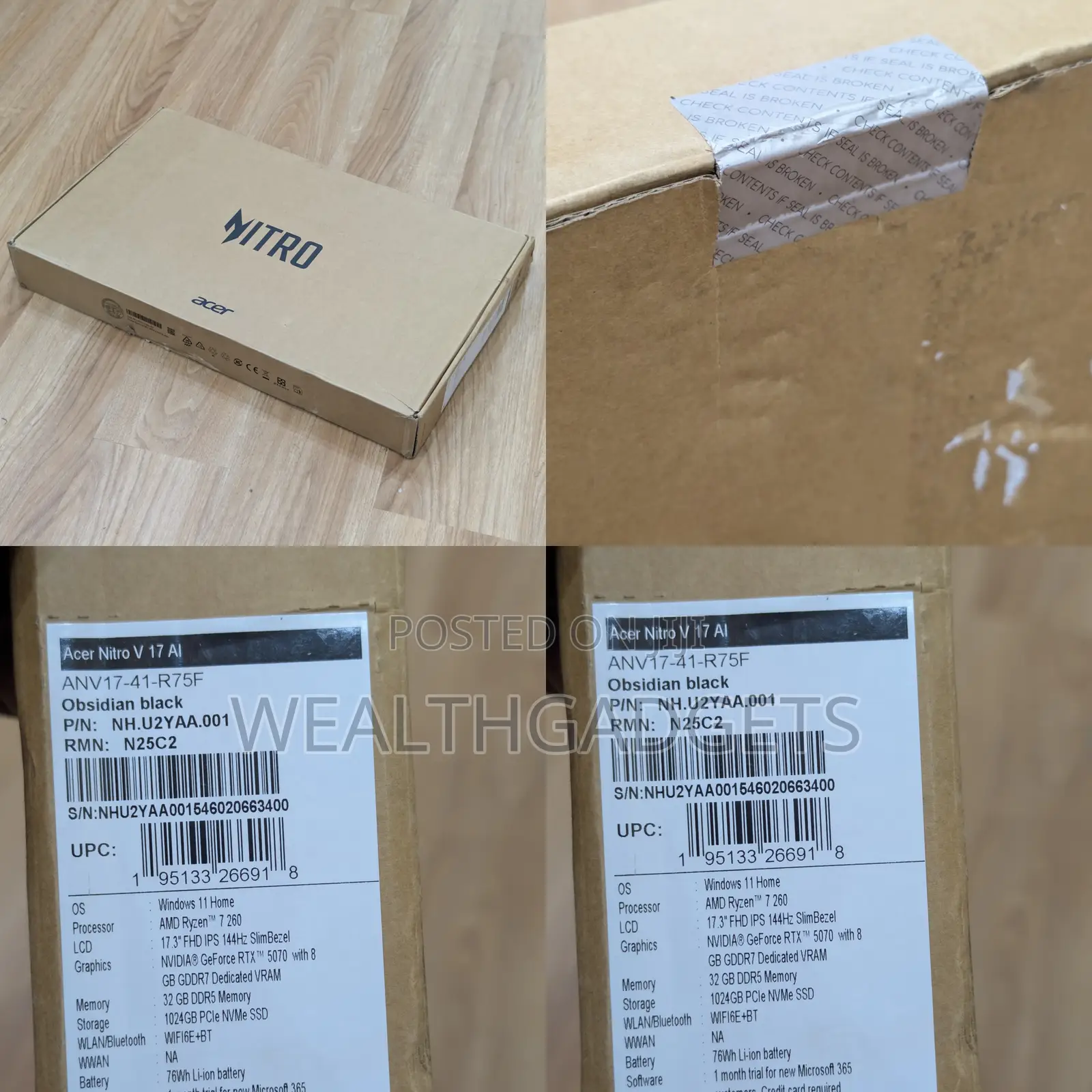 New Laptop Acer Nitro V 17 32GB AMD Ryzen 7 SSD 1T