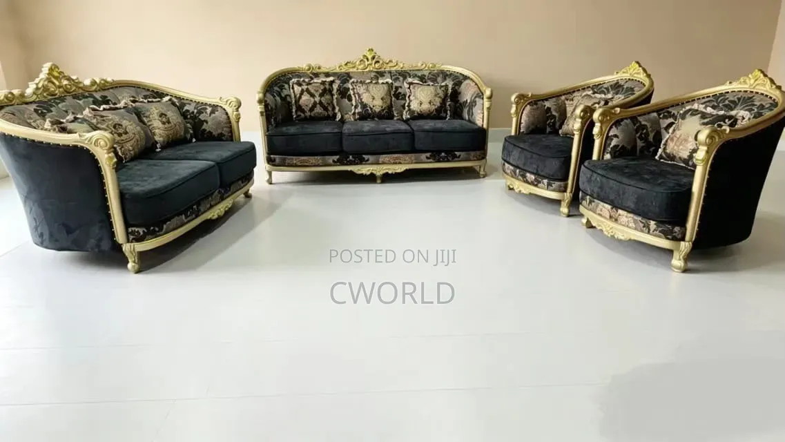 Majestic Black Gold Baroque Sofa Set - Imported