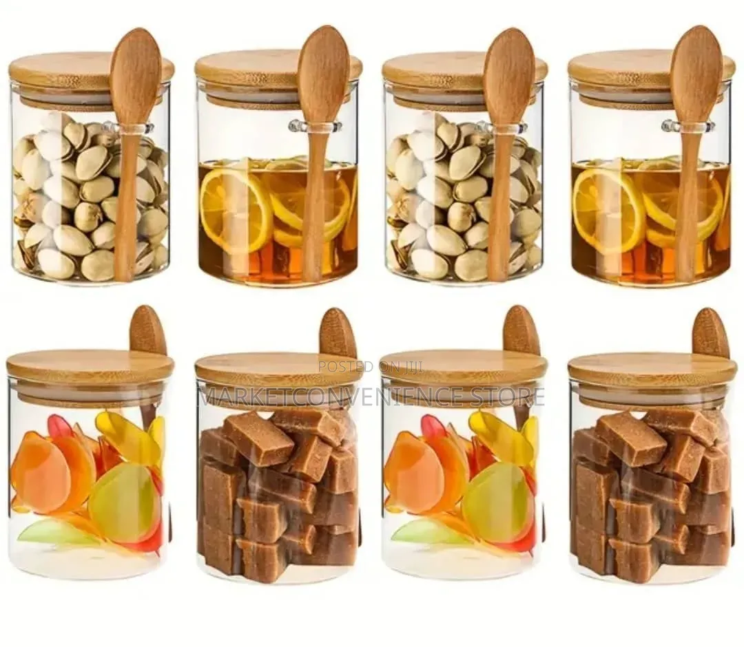 7pcs Spice Storage Airtight Jar With Spoon and Bamboo Rack