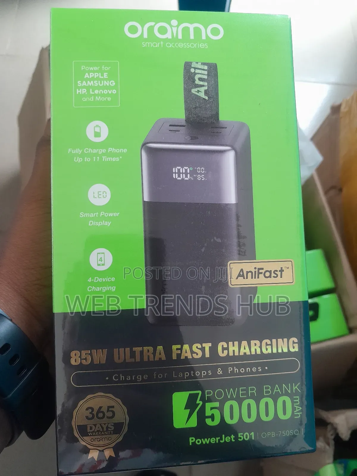 Oraimo 50,000mAh PowerJet 501 - 85W Fast Charging for Laptops Phones