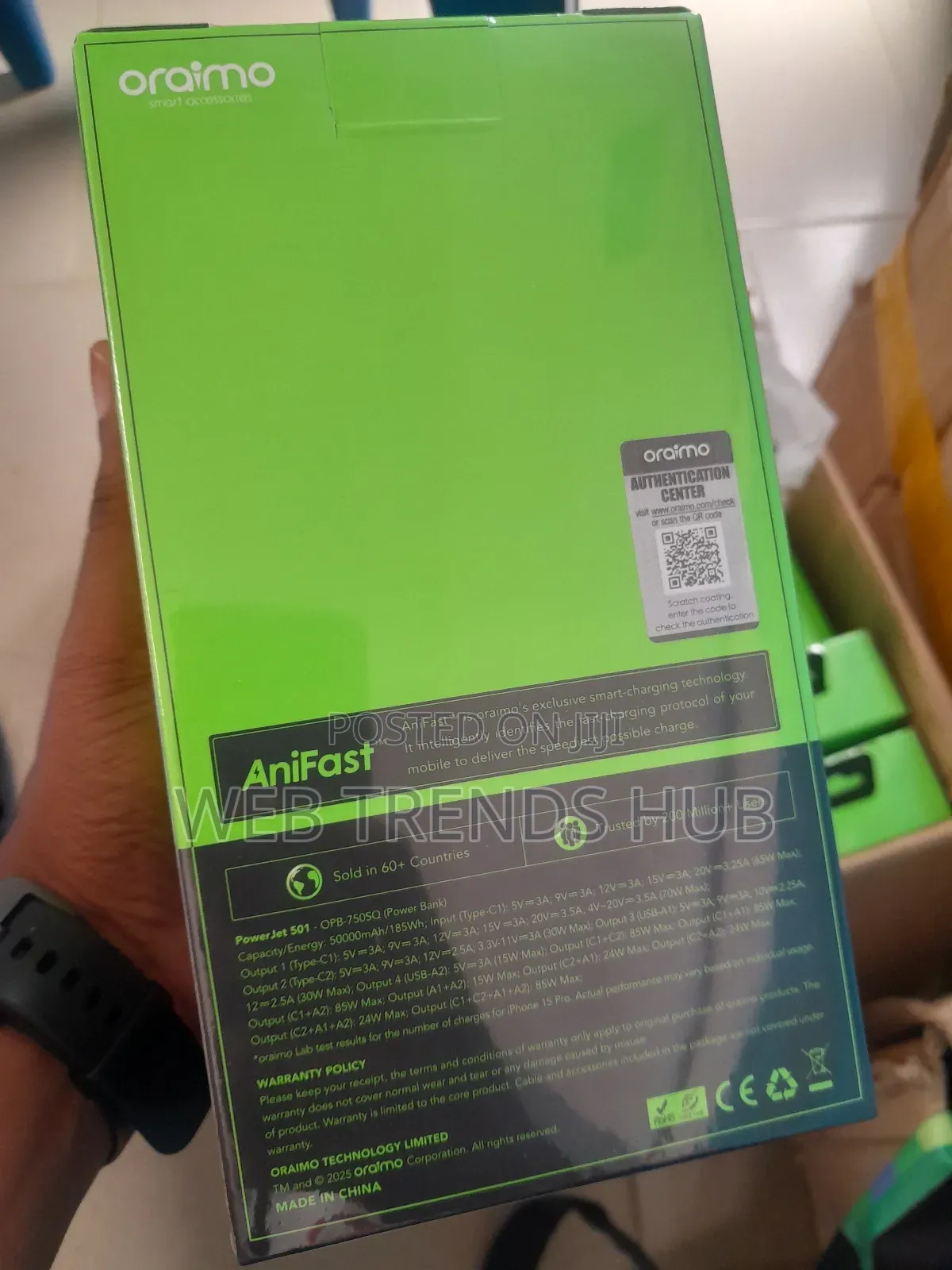 Oraimo 50,000mAh PowerJet 501 - 85W Fast Charging for Laptops Phones