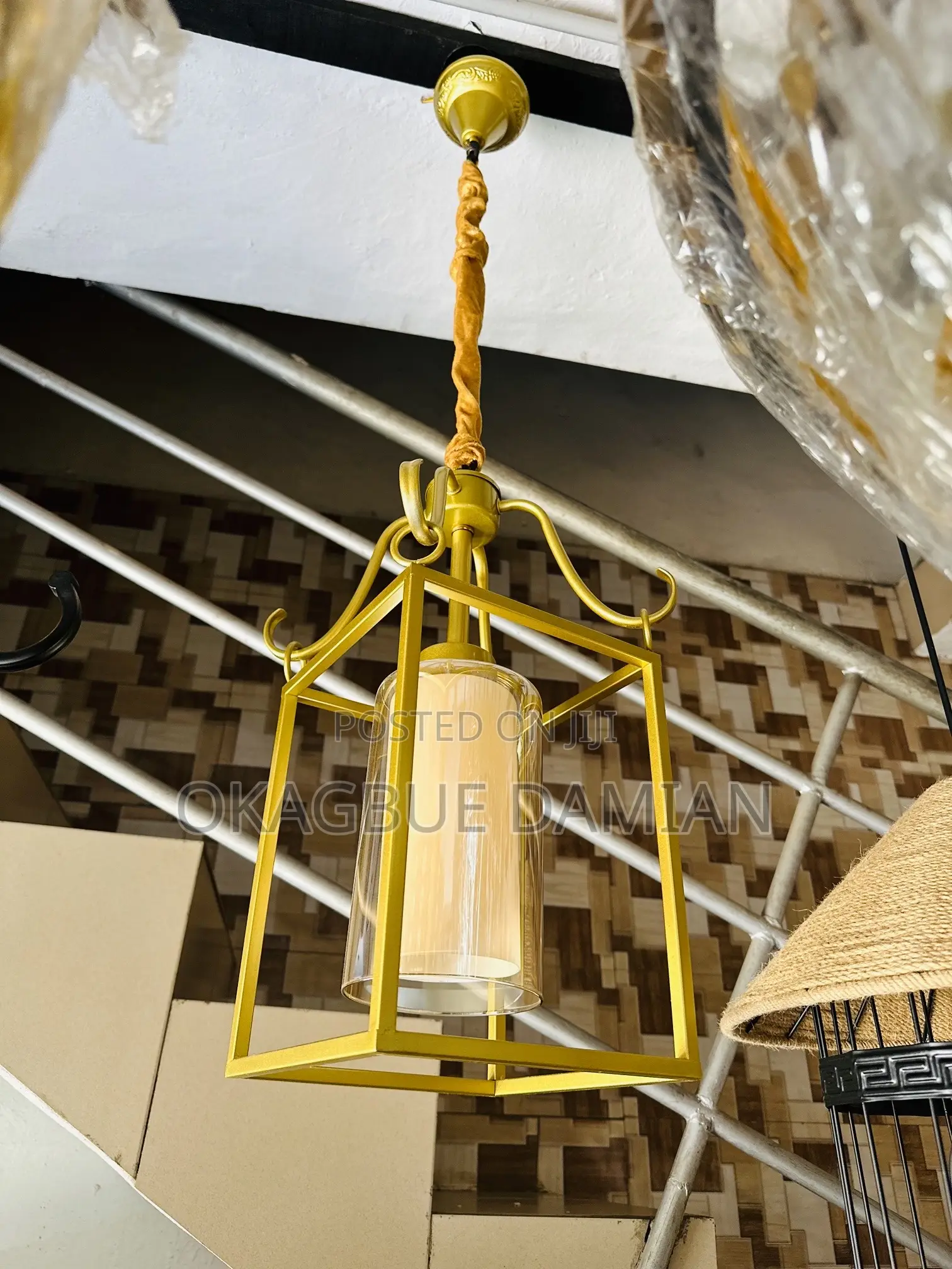 Black and Gold Outdoor/Indoor Pendant Light
