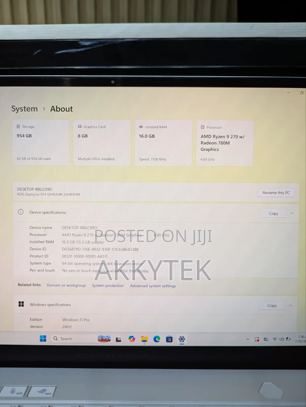 Laptop Asus ROG Zephyrus G14 16GB AMD Ryzen 9 SSD 1T