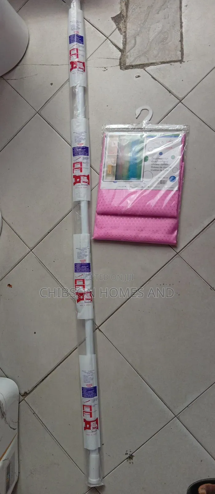 Pink Shower Curtain Set With Rod