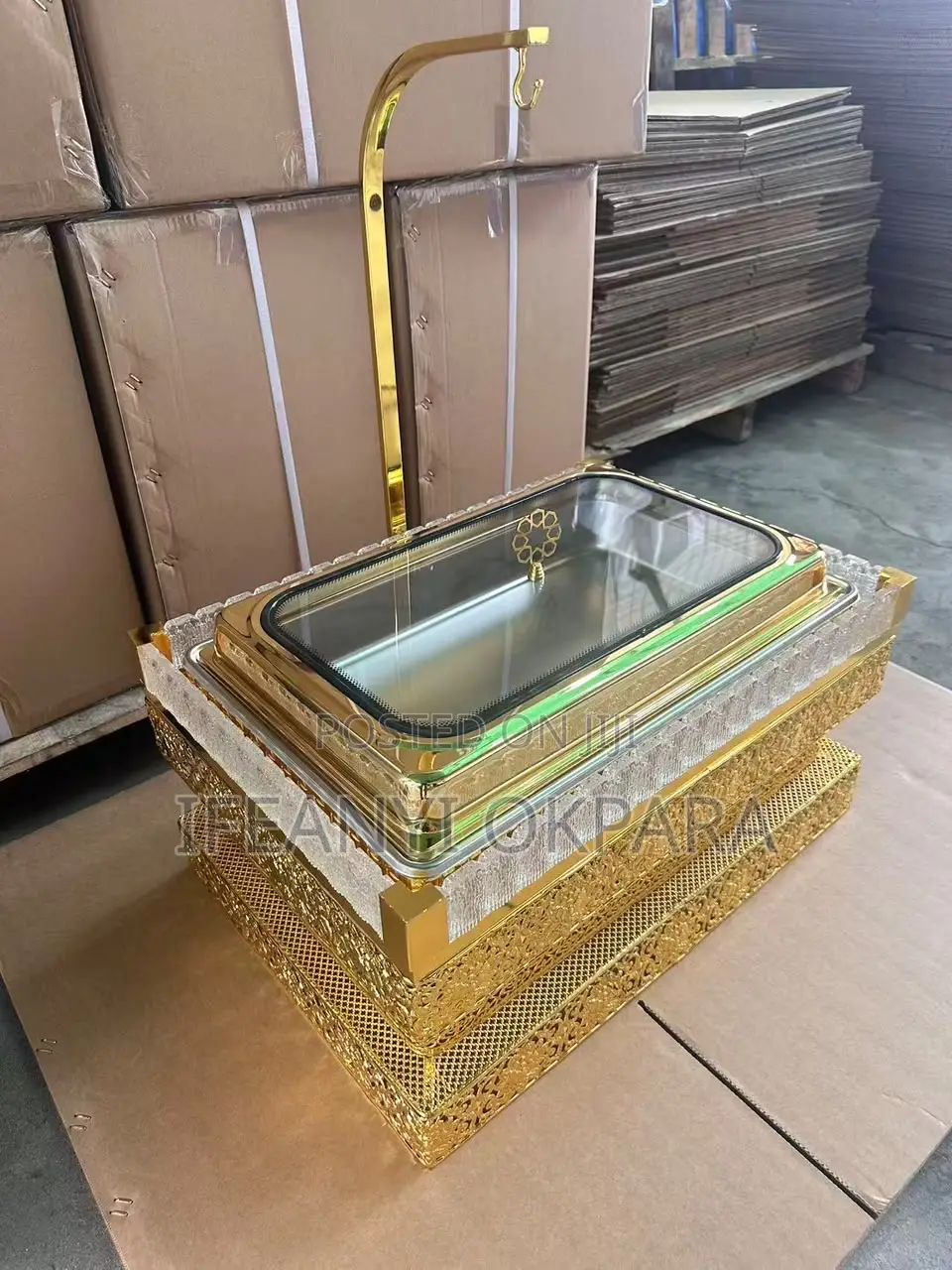 Gold Chaffing Dish With Led Light Luxury With Inner