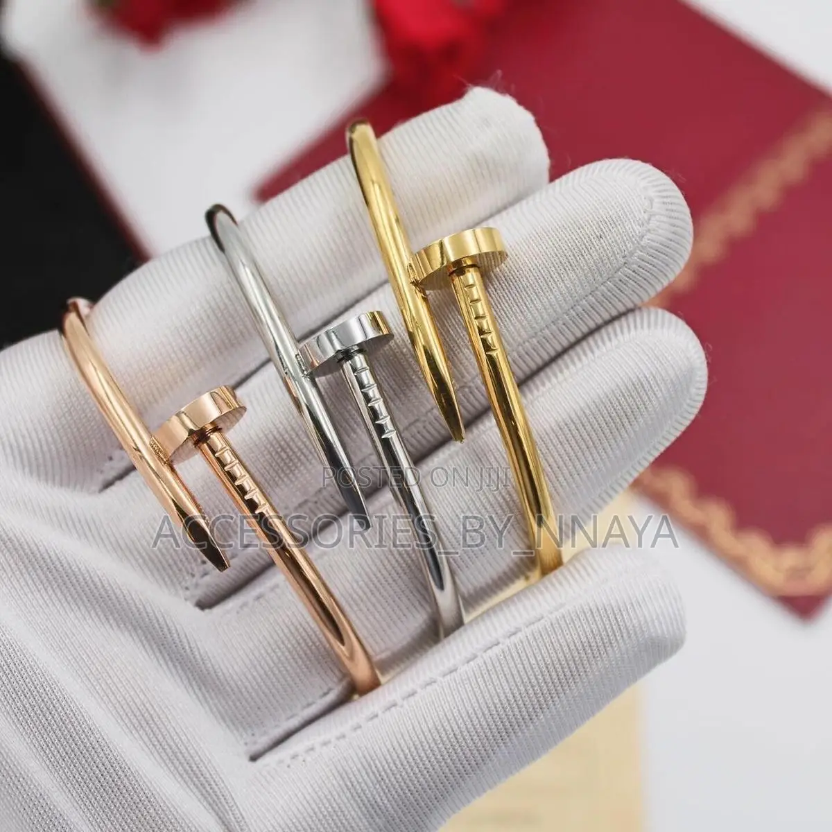Silver, Gold and Rose- Gold Cartier Bangles