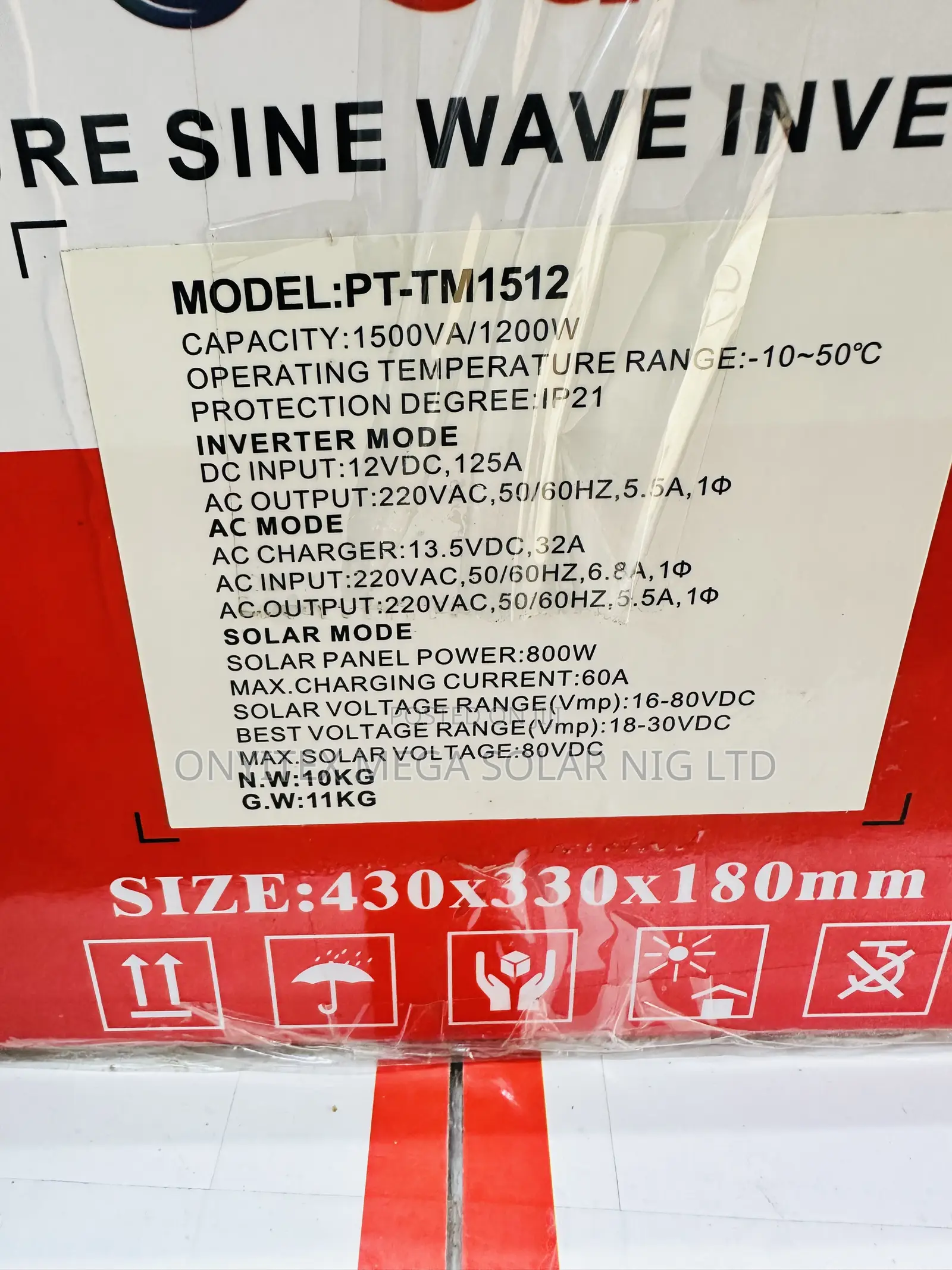 Sunfit Pure Sine Wave Inverter 1.5kva 12v With Warranty