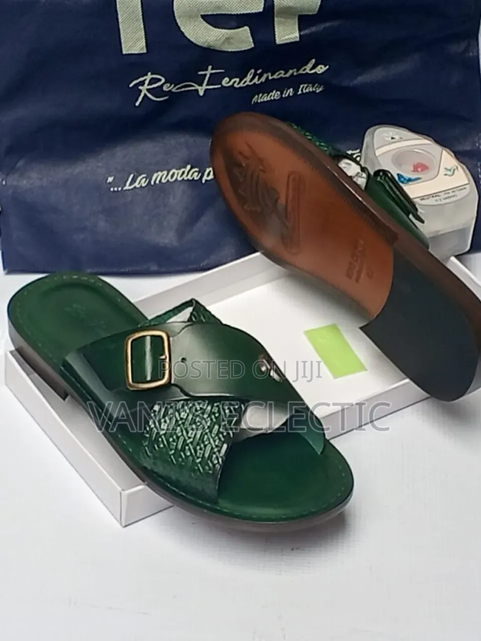 Re Ferdinando Leather Palm Slippers/Sandals
