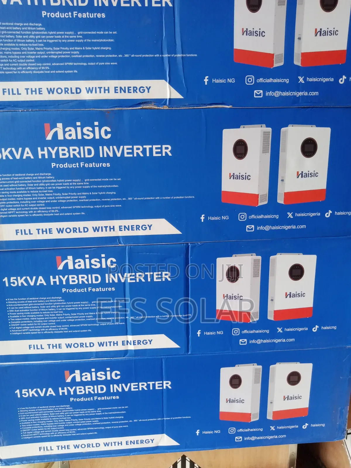 Haisic 15kVA 48V Hybrid Solar Inverter Pure Sine Wave High Efficiency