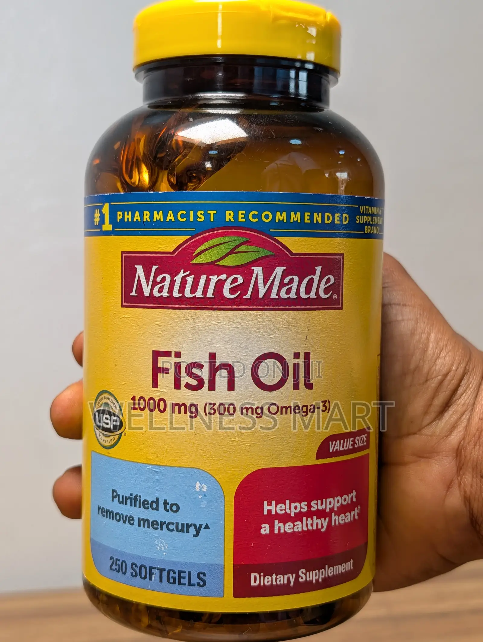 Nature Made Omega-3 Fish Oil 1000mg | 250 Softgels Bulk | U.S.A