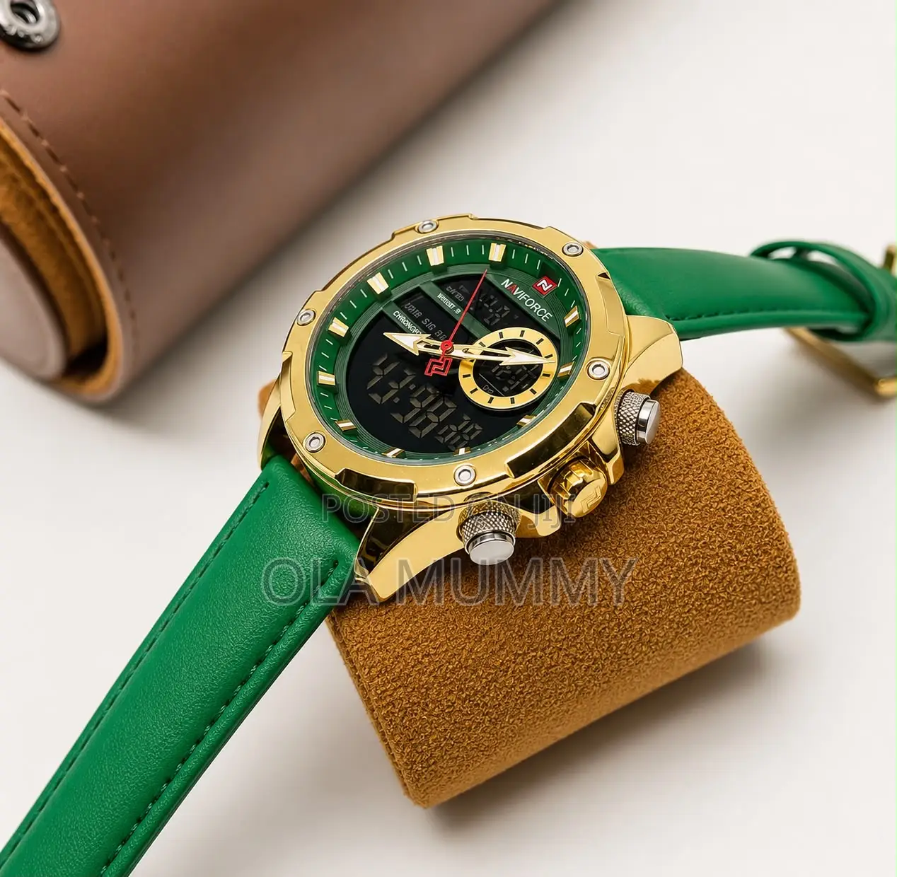 Quality Leather Strap Naviforce Waterproof Wristwatch