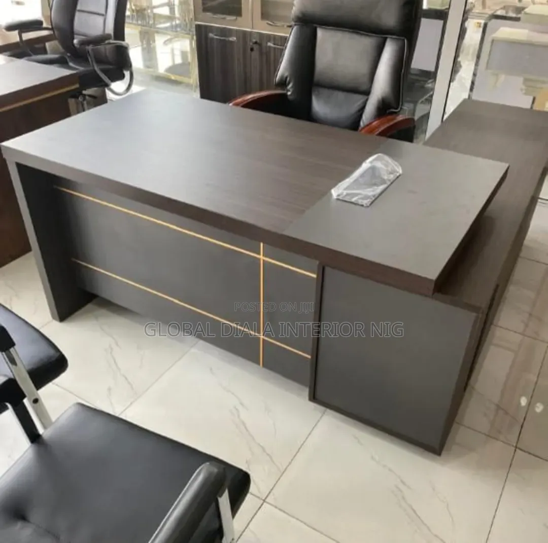 Modern Executive Office Table With a Dark Wood Finish