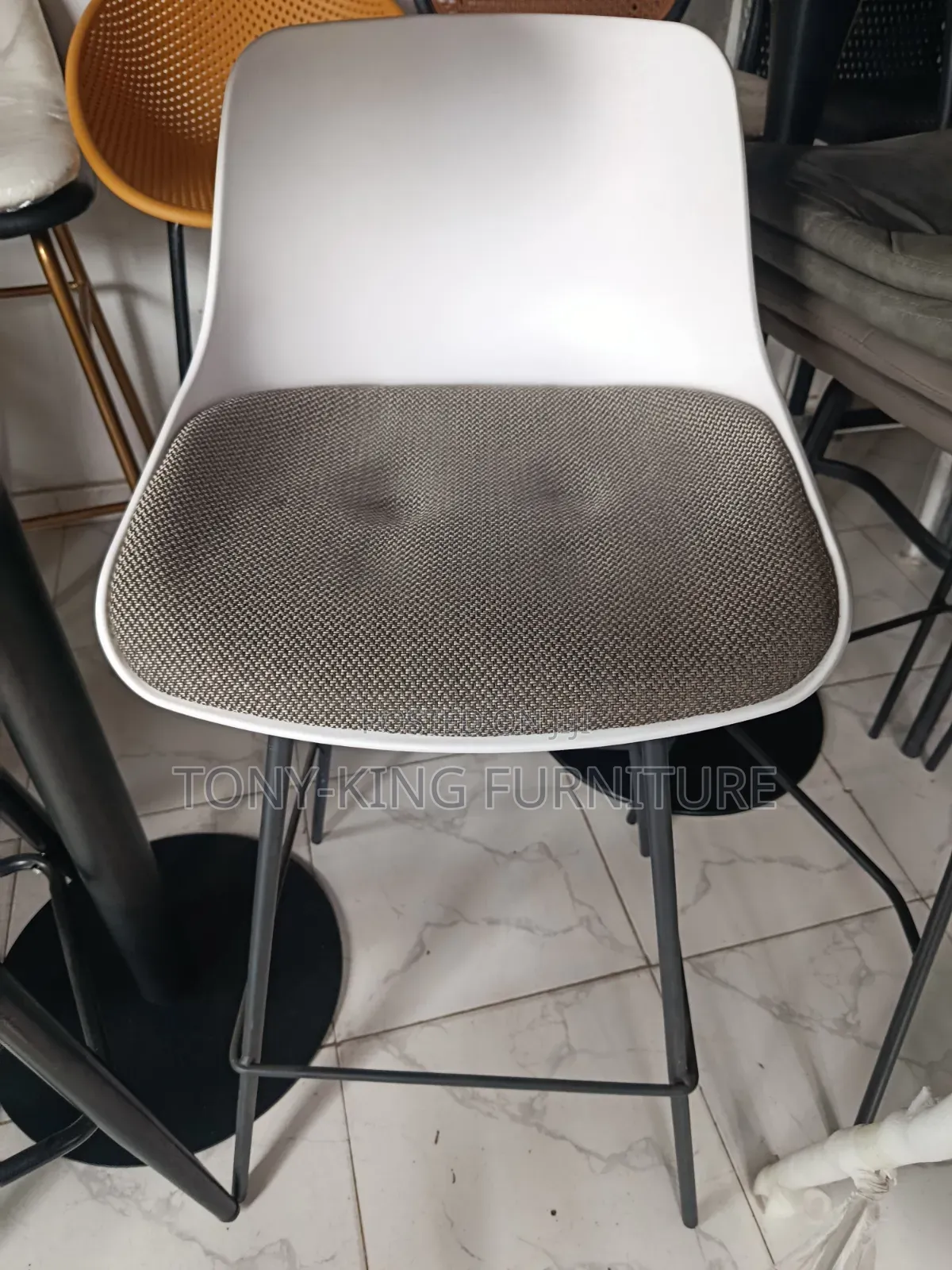 Imported High Bar Stool With Black Metal Leg