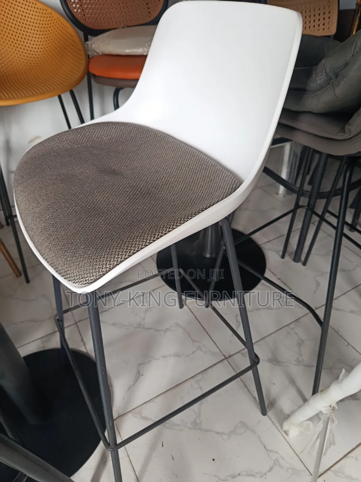 Imported High Bar Stool With Black Metal Leg