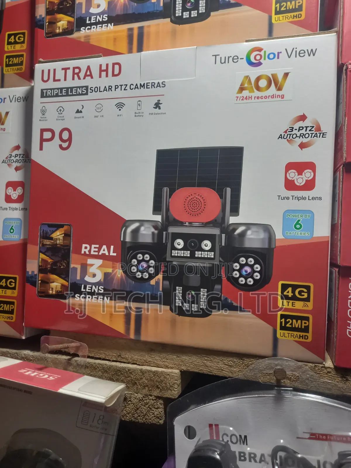 3 Auto Rotate Tripple Lens 4g Solar PTZ Camera V380 Pro
