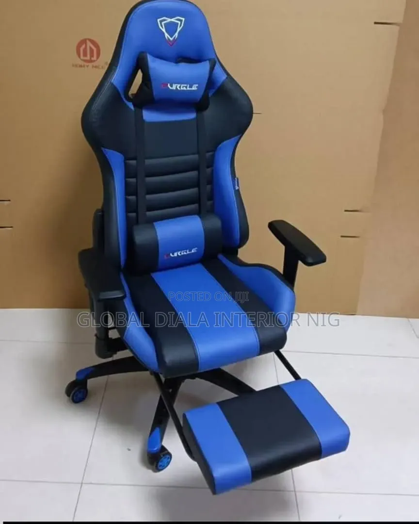 Furgle Gaming Chair Features a Blue and Black Leatherette Design
