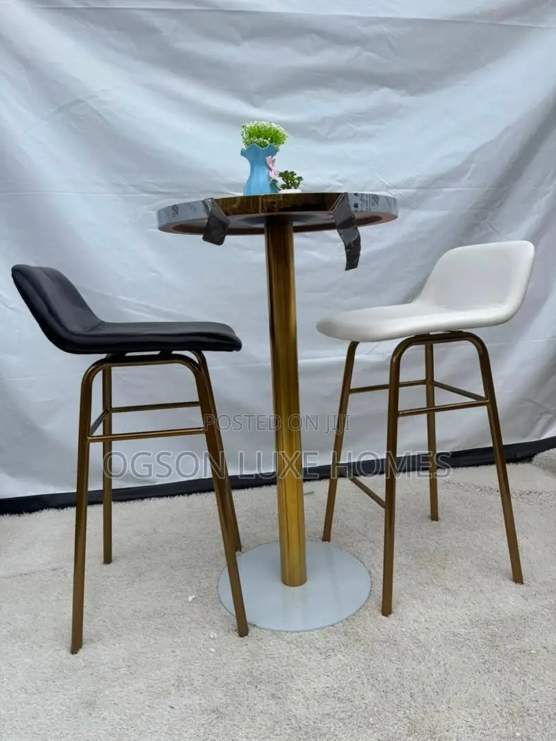 Gold Leg Bar Table With Two High Bar Chair