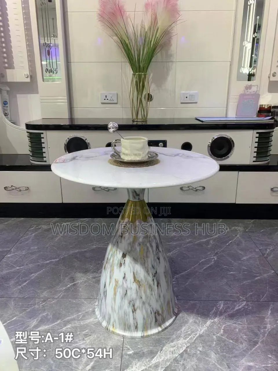 Round Pedestal Side With Wood Base