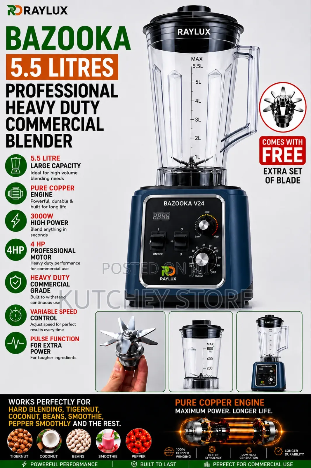 New Raylux 5.5L Bazooka V24 Commercial Grade Professional Blender