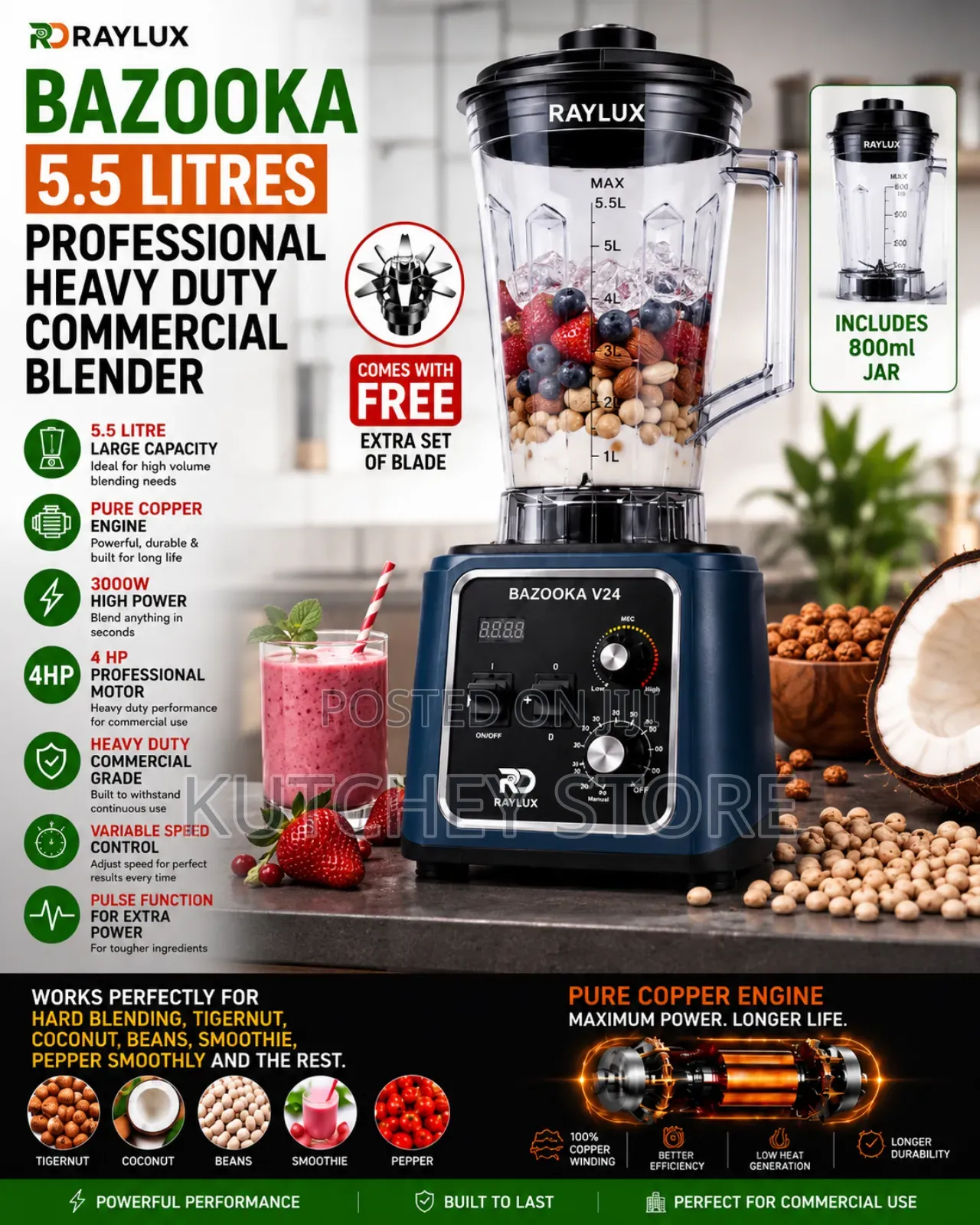 New Raylux 5.5L Bazooka V24 Commercial Grade Professional Blender