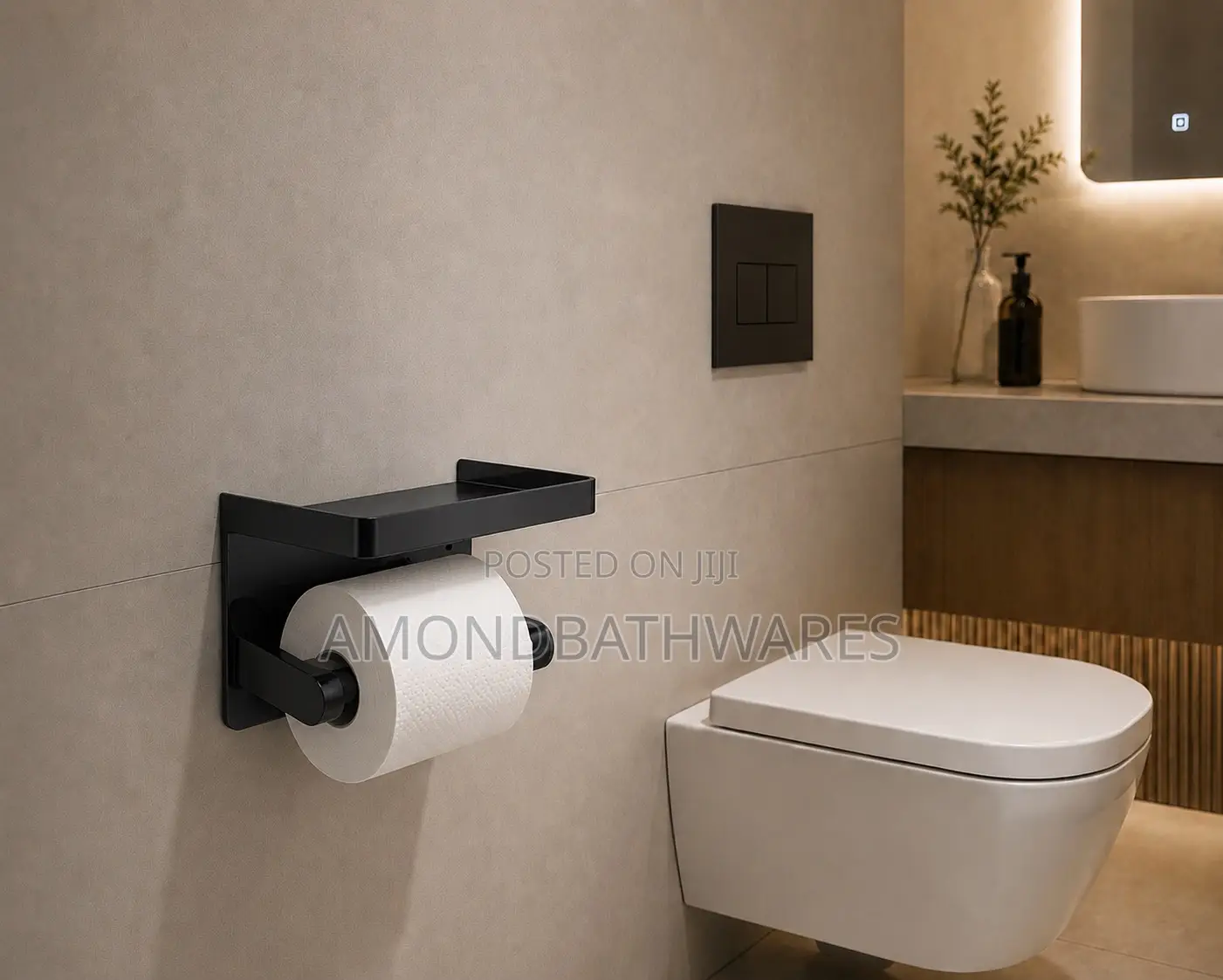 Matt Black Phone Top Tissue Holder