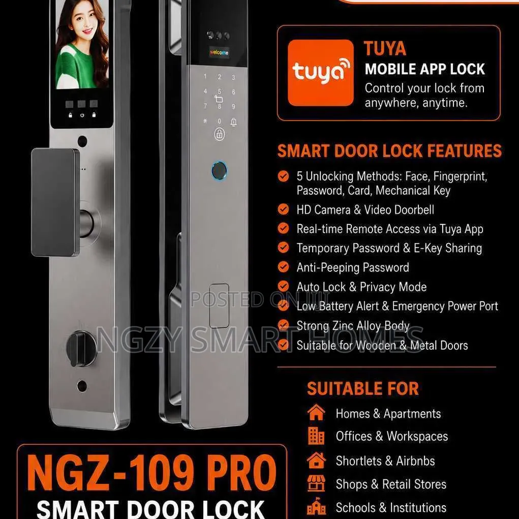 NGZ-109 Tuya Lock (Including Free Delivery Installation in Lagos)
