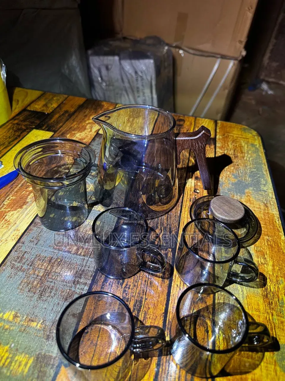 New Borosilicate Glass Teapot Set 1 Jug 4 Cup