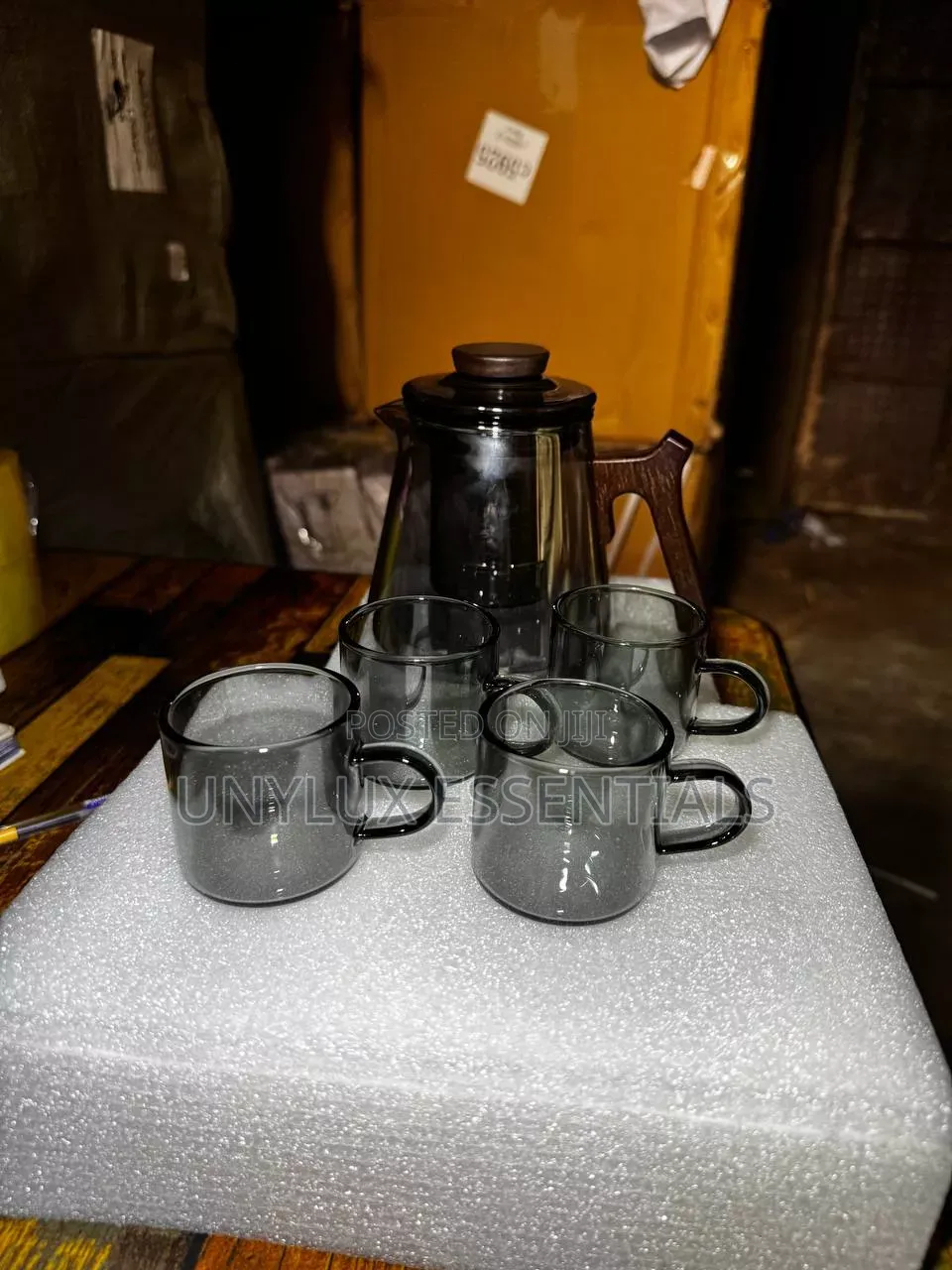 New Borosilicate Glass Teapot Set 1 Jug 4 Cup