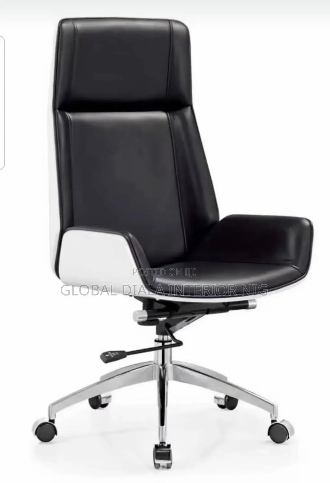 Black and White PU Leather Swivel Office Chair