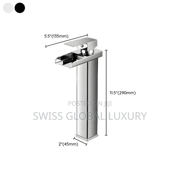 High Grade Long Steel Basin Mixer Tap, Available in Black and Chrome
