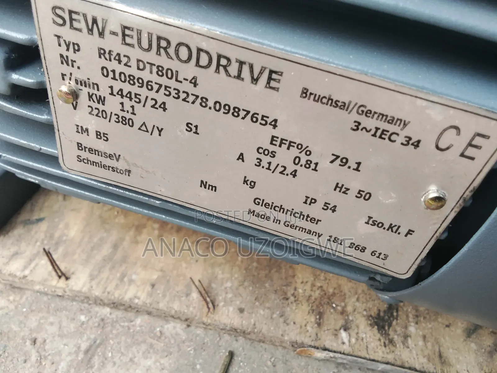1.1 kW Euro Drive Gear Motor