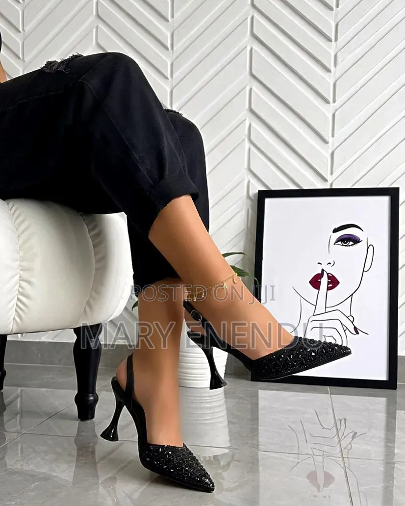 Women's Rhinestone Open -Toe Block Heel Slide Sandals