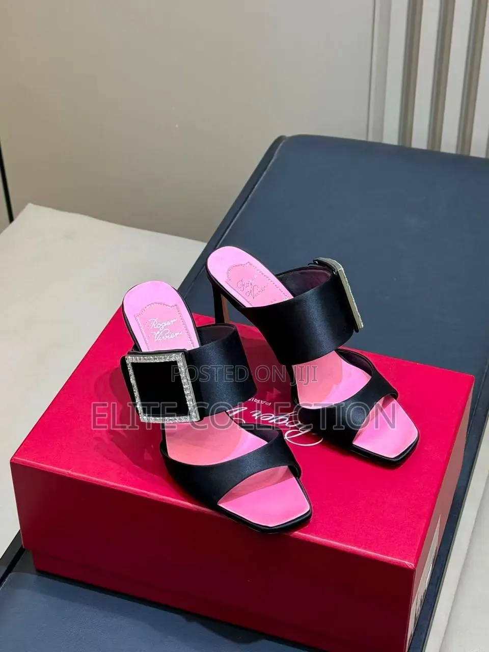 Luxury Roger Viver Heels Color Pink and Black Sizes 38 to 41 Shoe