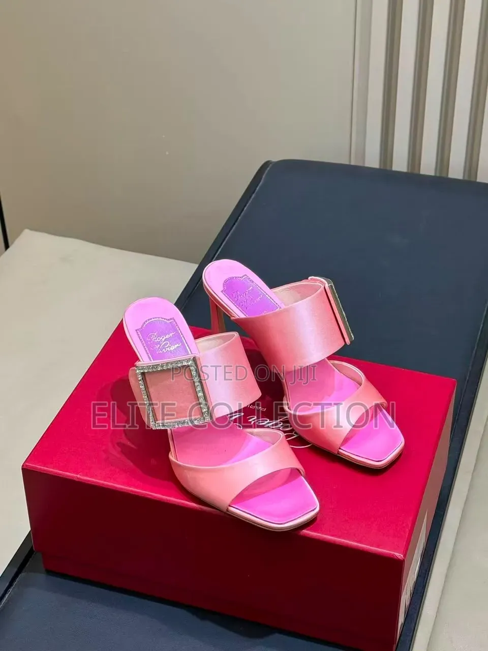 Luxury Roger Viver Heels Color Pink and Black Sizes 38 to 41 Shoe