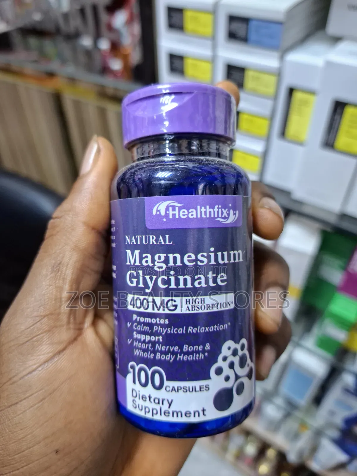 Healthfix Natural Magnesium Glycinate 400mg (100 Capsules)