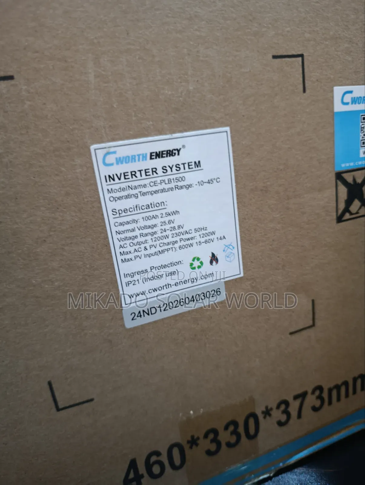 Cworth Energy 2.5kWh All-in-One Solar Generator – 1.5KVA Output