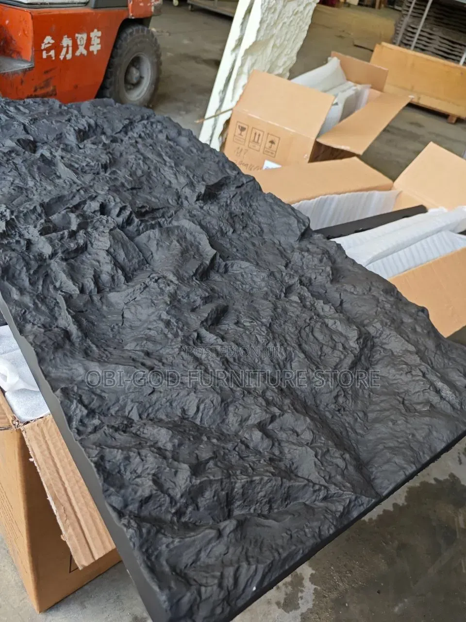 Deep Black PU Stone Wall Panel – 60mm,3D Decorative Wall Cladding