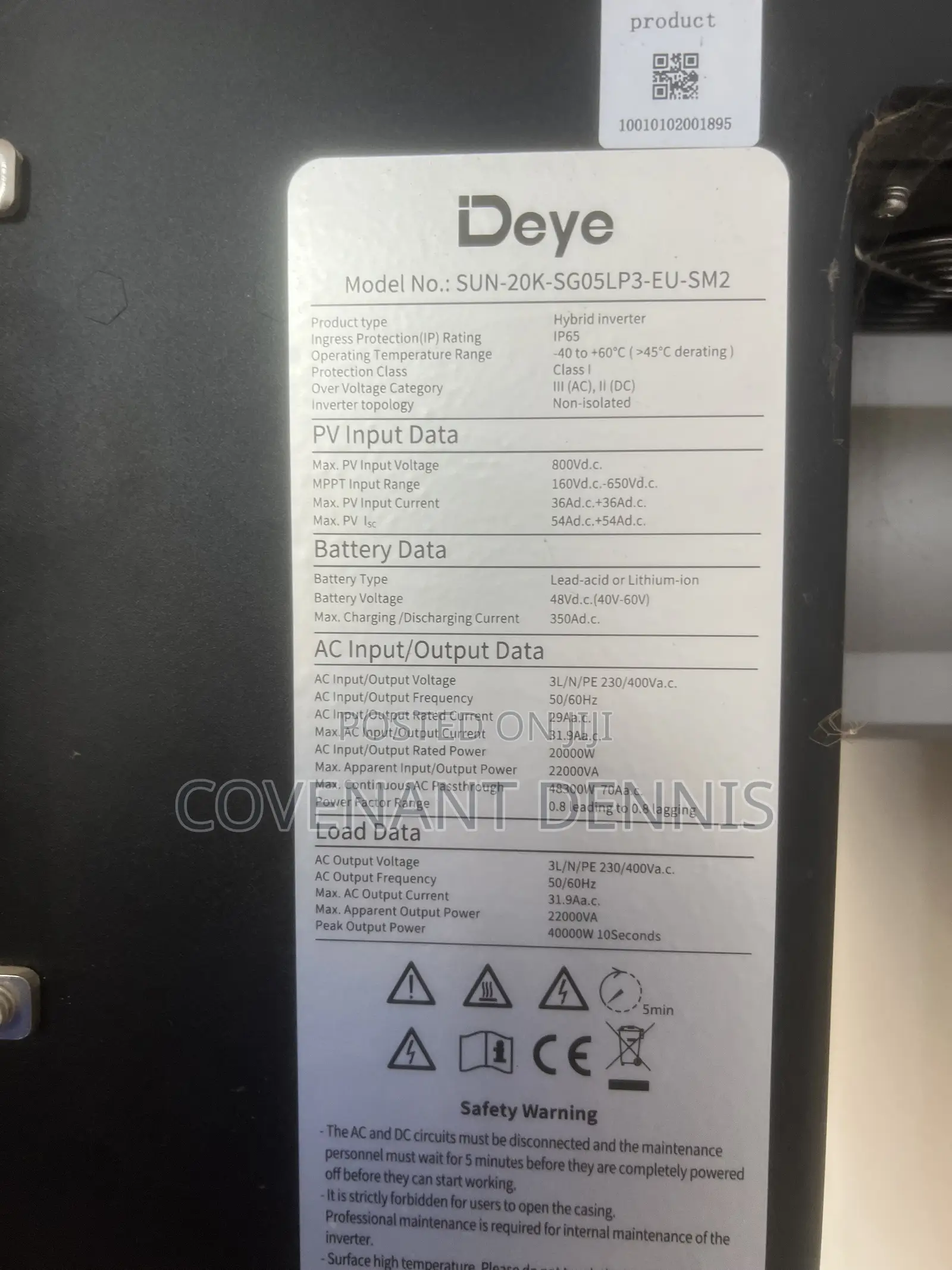 Deye 20kva 3phase High Voltage Hybrid Inverter