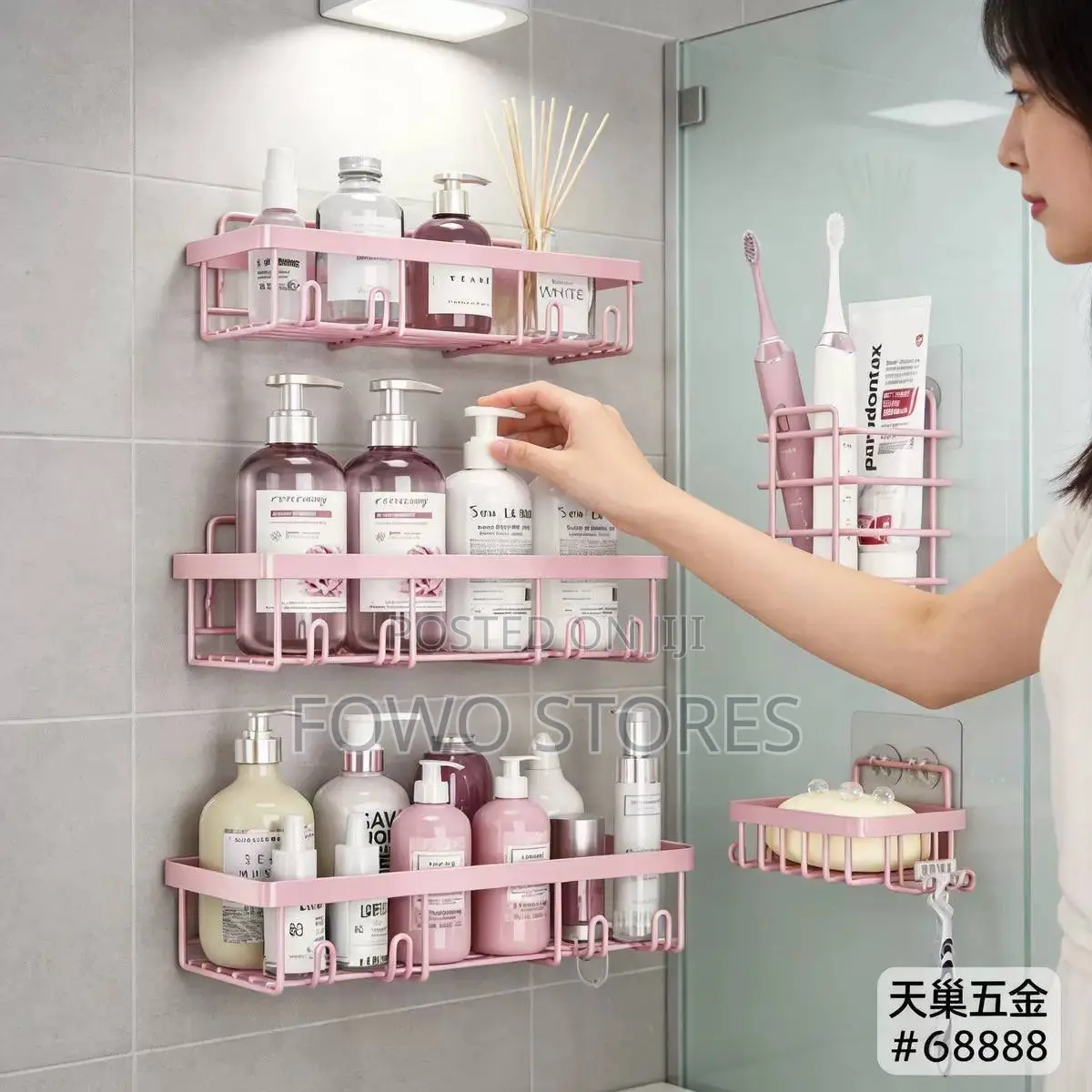 5 in 1pink Quality Bathroom Rack