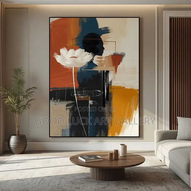 Black and Gold Abstract Circle Canvas