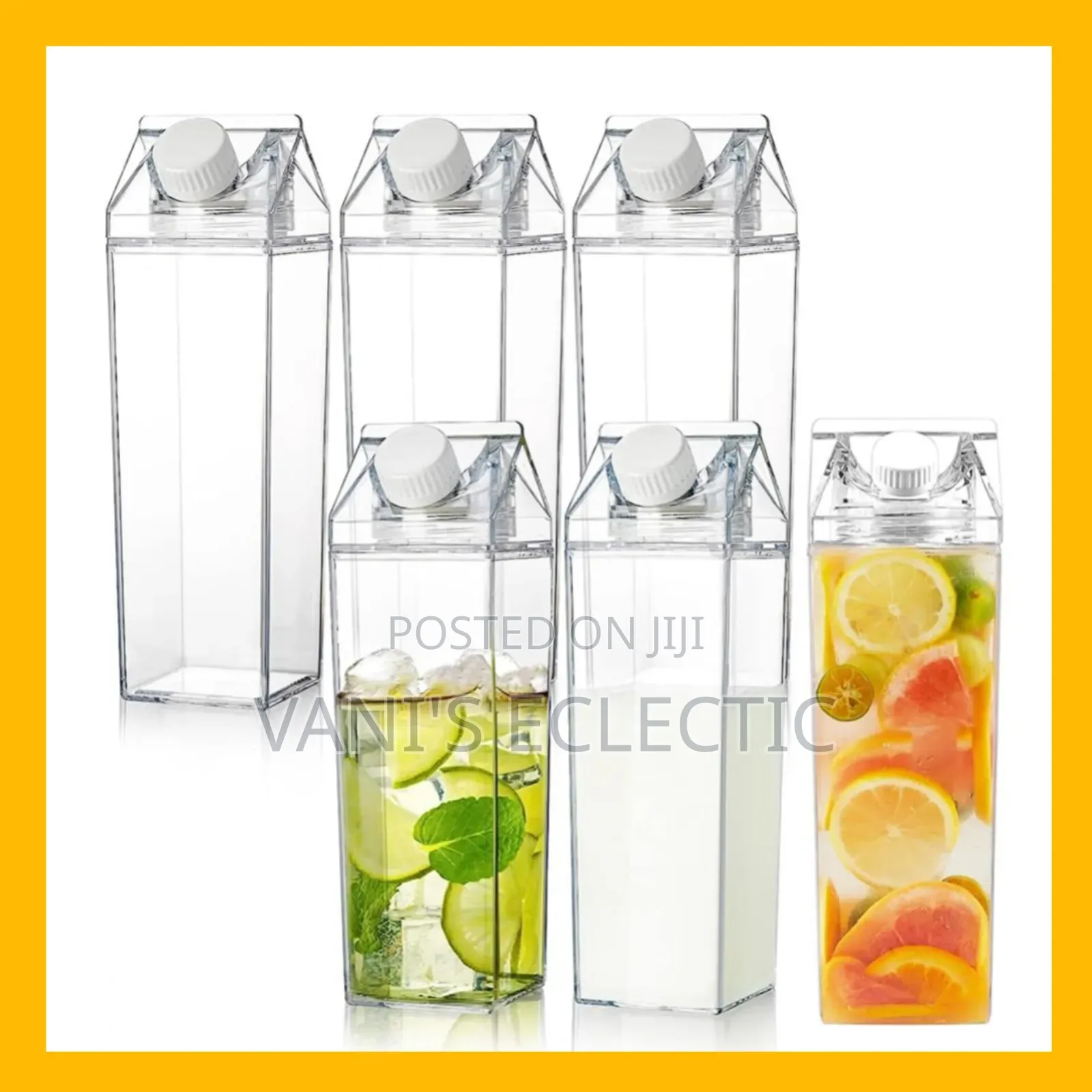 1L Clear Acrylic Milk and Juice Carton Bottles